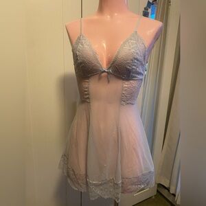 Delicate Light Blue Lace Babydoll